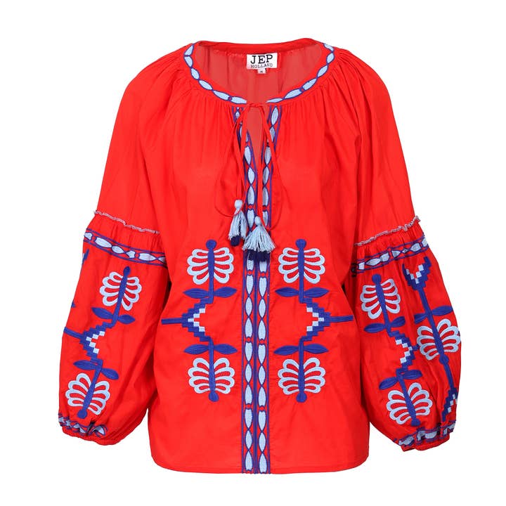 Sylvie Red Blouse PRE ORDER SS26 for wholesale by JEP Holland