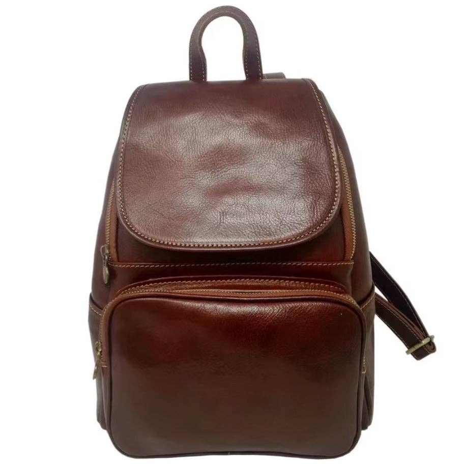 MODARNO – Großhandel Rucksack – Unisex – MODARNO Damen Lederrucksack – handgefertigt in Italien mit verstellbaren Schulterriemen und Tabletfach – weicher, kompakter Echtleder-Rucksack1