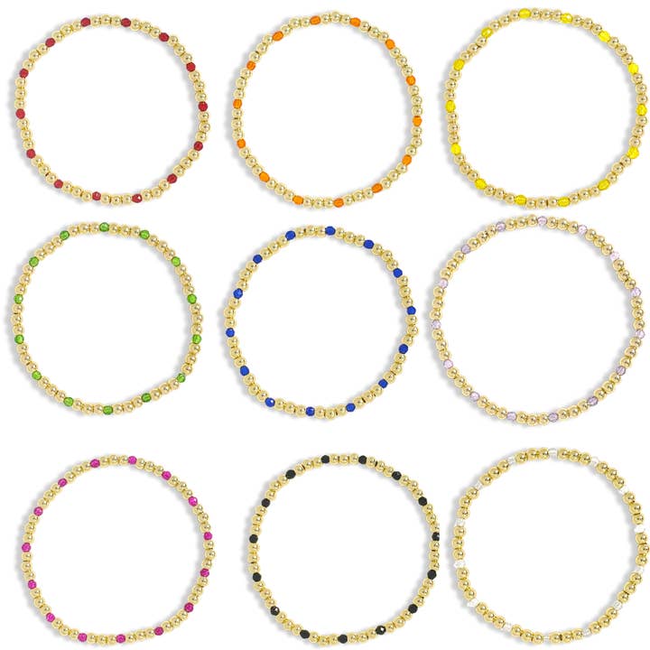 Gold & Swarovski Crystal Beaded Bracelet- More Colors for wholesale by Savvy Bling