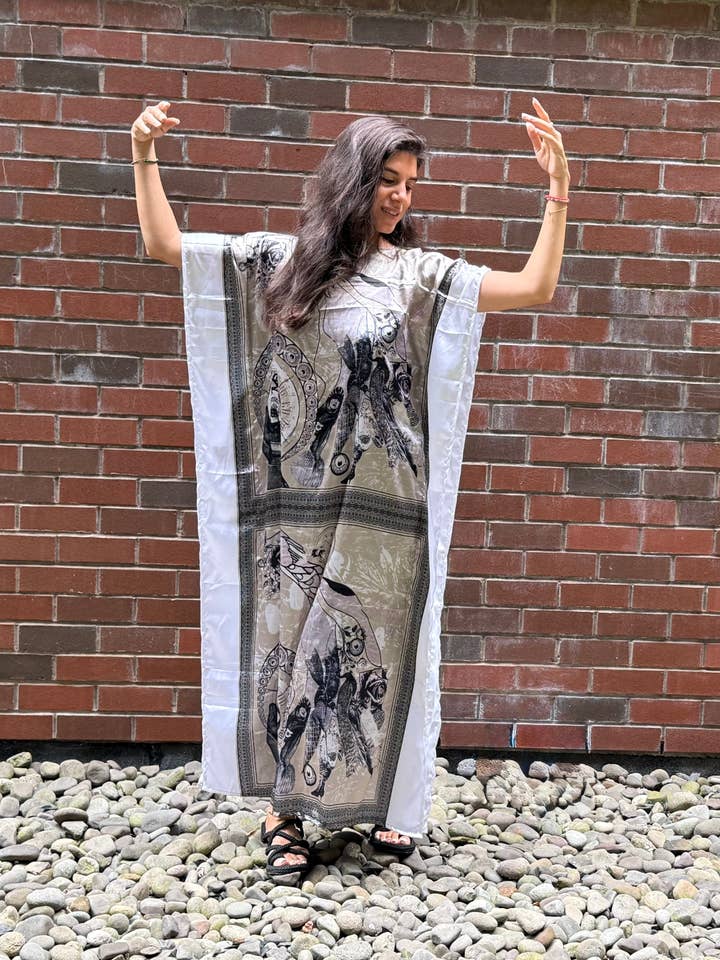 Caftán blanco de satén de largo completo para venta al por mayor de StandAwt