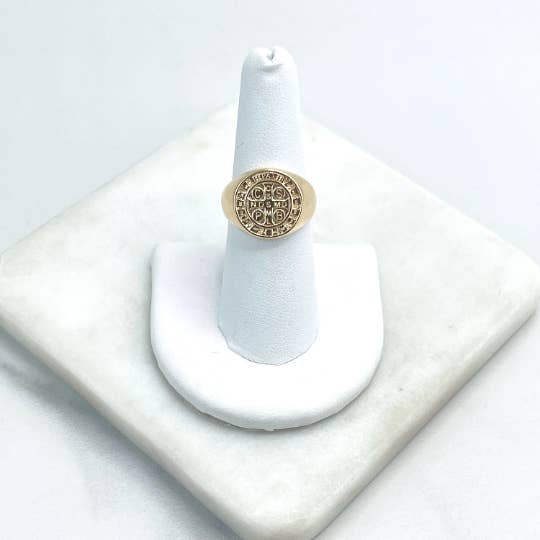 Luxus Accessories - Wholesale Signet Ring - 18k Gold Filled Saint Benedict Ring, Saint Benoit Ring, St Benedict Medals Protection Signet Band3