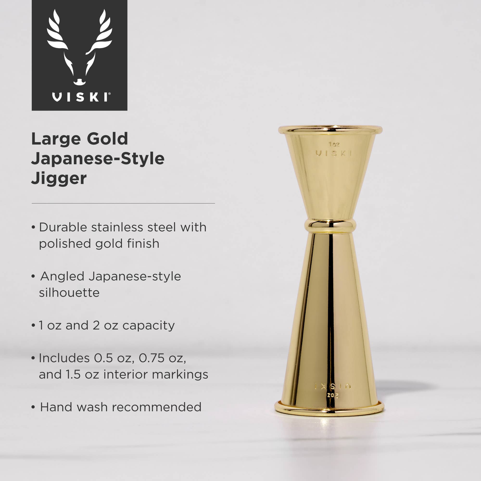 Viski - Wholesale Jigger - Belmont™ Large Gold Plated Japanese Style Makoto Jigger5