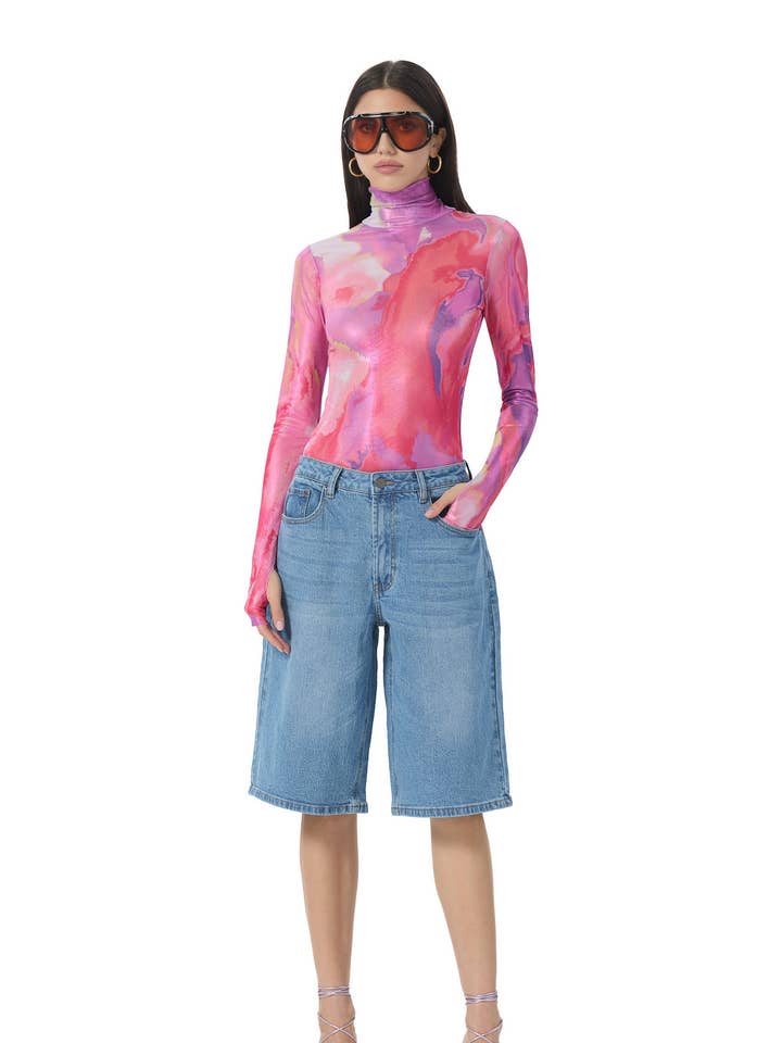 Top metallizzato Zadie - Orchidea dipinta per la vendita all'ingrosso da parte di AFRM