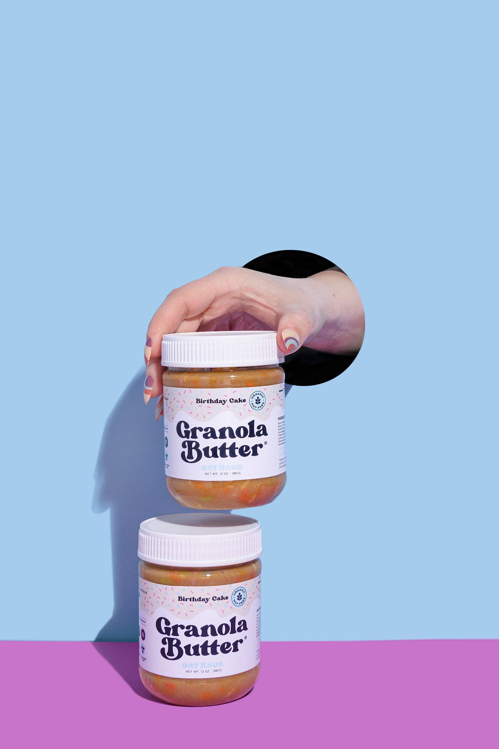 Oat Haus - Vente Beurres de noix - Gâteau d'anniversaire au beurre granola Easy Stir | Tartinade sans noix6