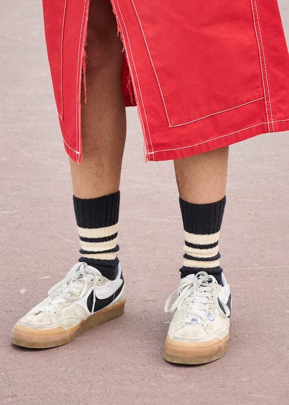 ESCUYER - Venta al por mayor Calcetines - Mujer - Calcetines de rayas para mujer - negro / crudo2