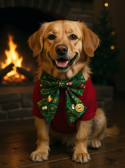 Puppies & Pom Poms - Wholesale Pet Bow Tie - Dog - Handmade Sailer Bow - Christmas Baubles & Berries1