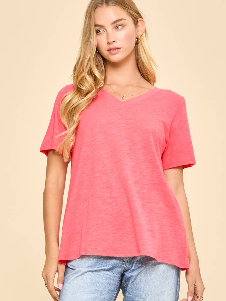 Everyday Essential Cotton V-Neck Knit Top for wholesale by Dear Scarlett