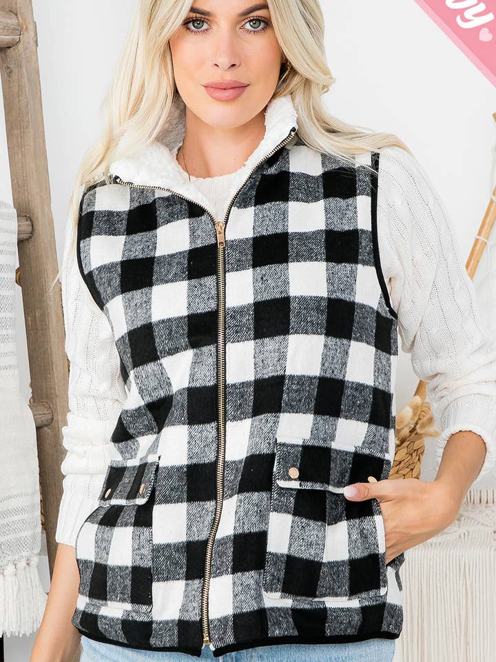 PLAID VEST PLUS SIZE for wholesale by Sweet Lovely by Jen