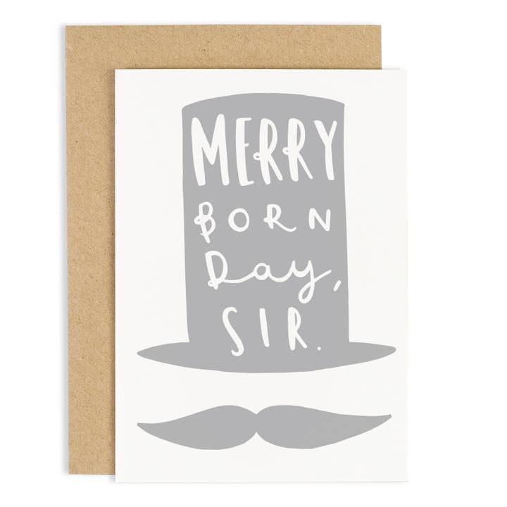 Carte de vœux « Merry Born Day » pour joyeux anniversaire pour la vente par Old English Company