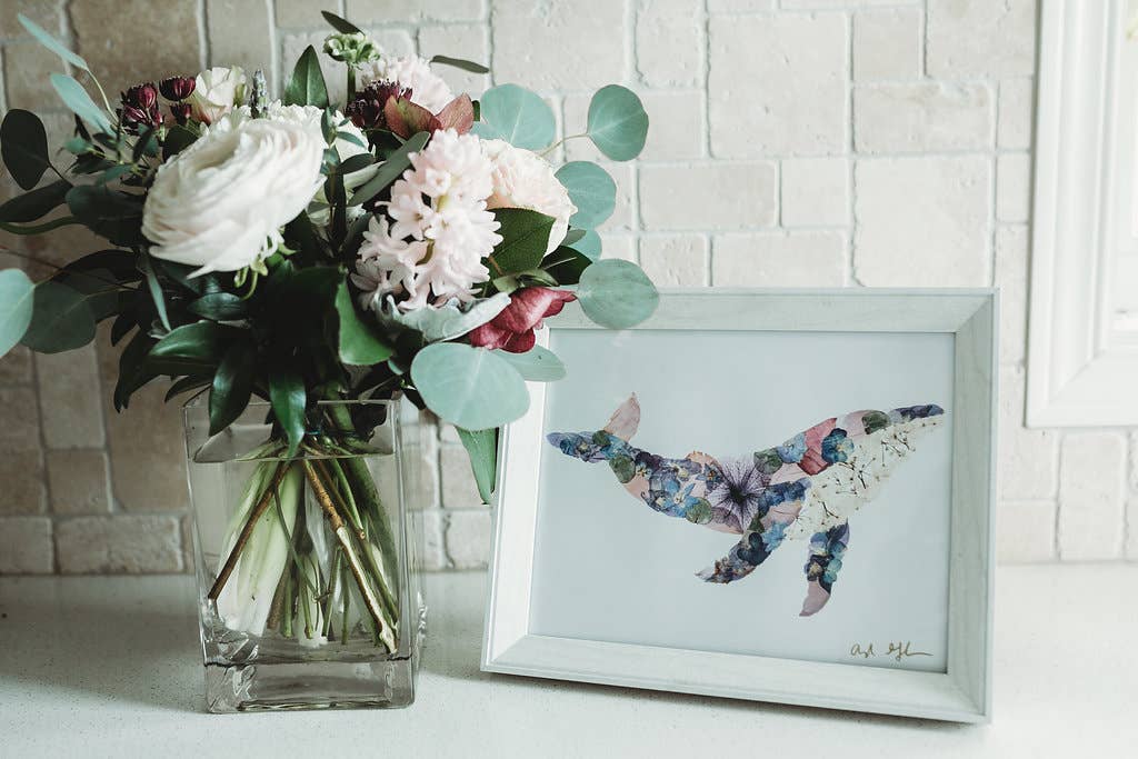 Oxeye Floral Co. - Wholesale Art Print - Humpback Whale Print | Pressed Flower Art3