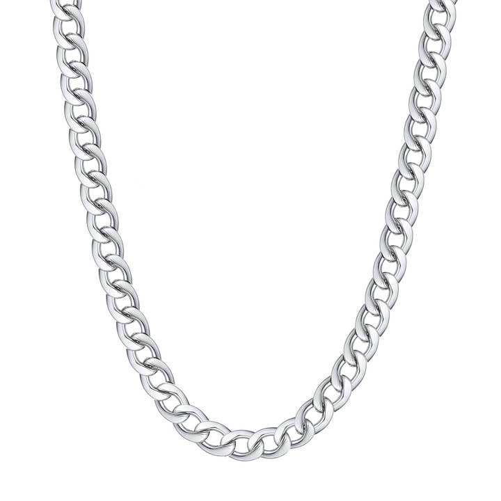 Curb Chain Necklace, Silver, 9mm for wholesale by PAXPARIS