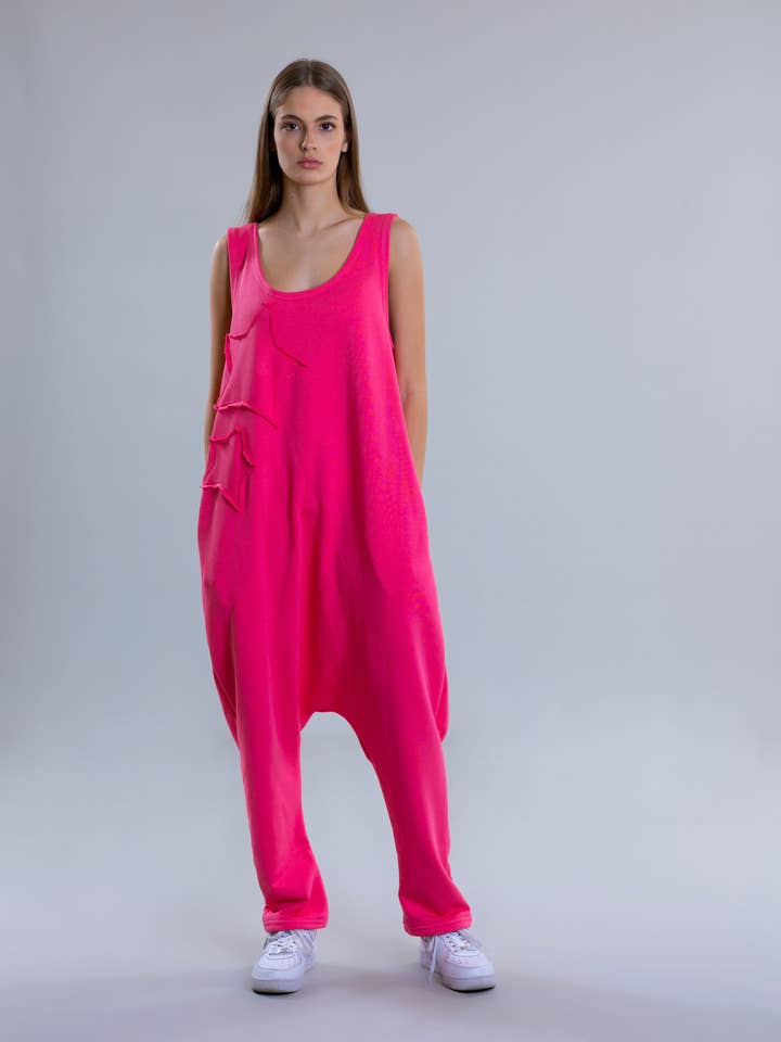 Mono sin mangas para mujer con estrellas en fucsia para venta al por mayor de Pear