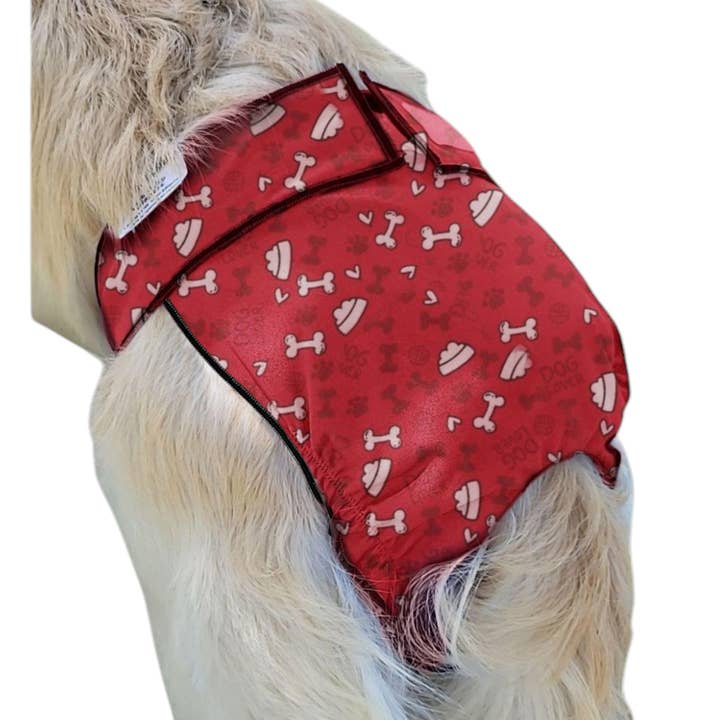 Vrouwelijke Hond Luier-Broek Met Staartopening Rode Botten voor wholesale door Jack & Jill Dog Diapers