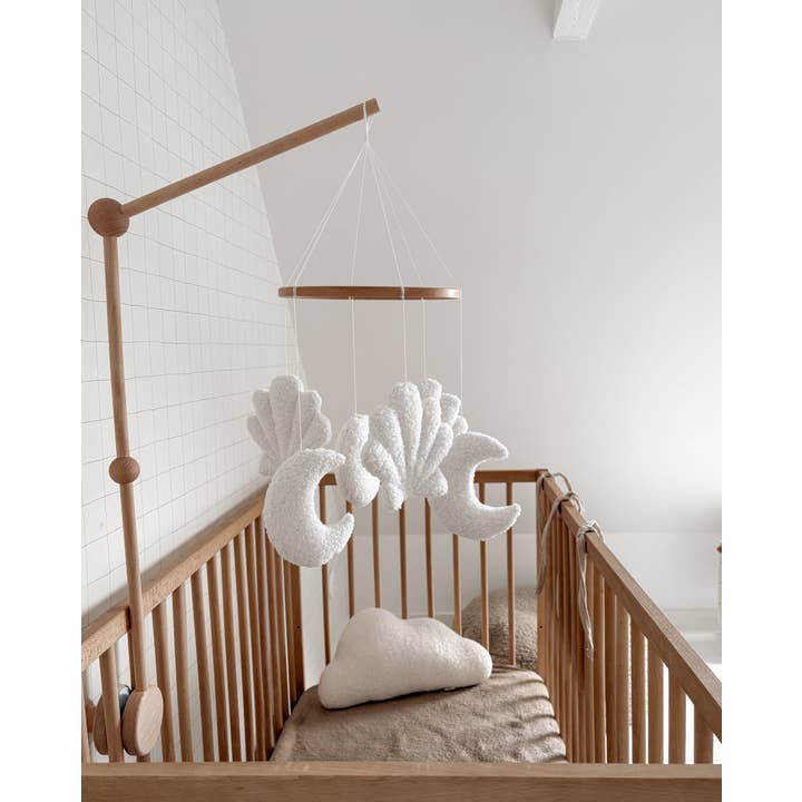 Edie & Joe - Wholesale Baby Mobile - Micro Boucle Shell & Moon Mobile Nursery Decor1