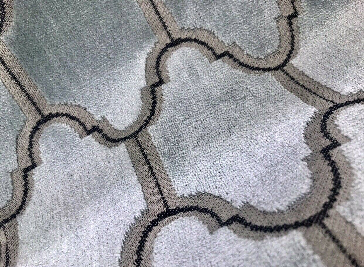 Fancy Styles Fabric – wholesale Tygrulle – Ny! Italiensk burnout geometrisk sammetstyg - möbeltyg, fransk ljusblå3