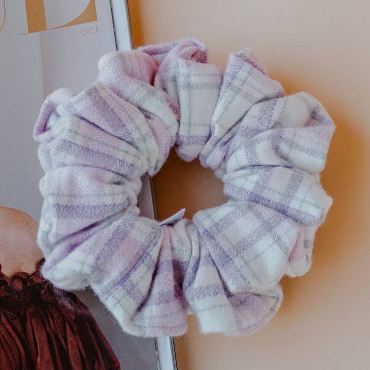 Chloe Plaid Scrunchie for wholesale by Wild Rose Accessories