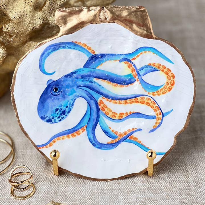Octopus Scallop Shell Blue Orange for wholesale by Coast & Canyon Shop
