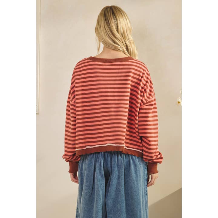 Veveret - Wholesale Tunic - Women's - Cropped Striped French Terry Top29