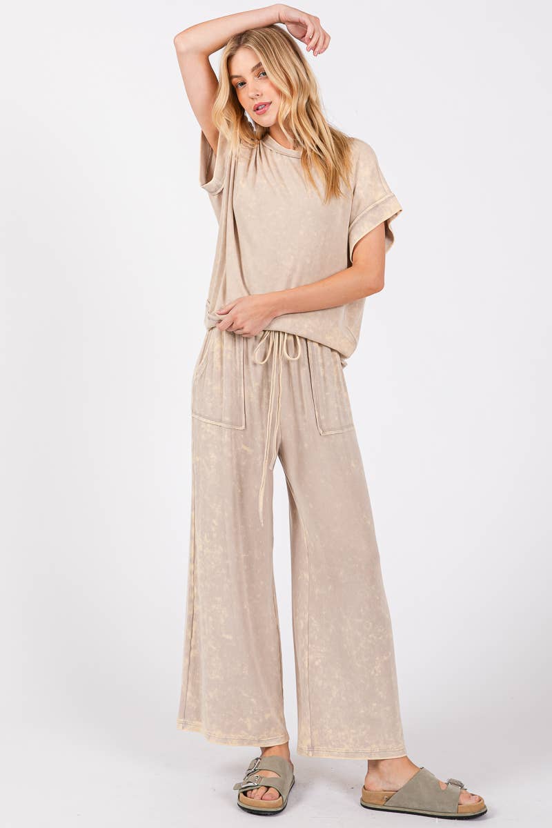 Sewn and Seen - Wholesale Lounge Set - Women's - MINERAL WASHED TOP AND PANTS RIB SETS4
