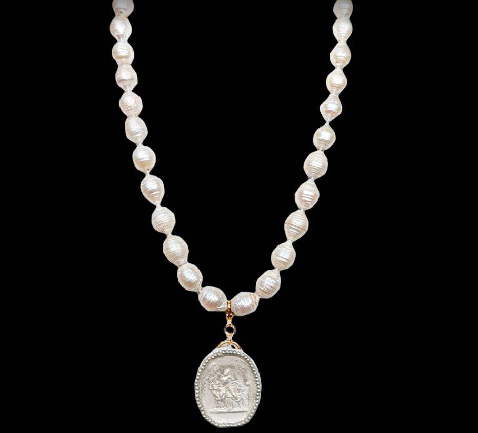 Gay Isber Designs - Wholesale Pendant/Charm Necklace - Cameo Plaster Pendants & Baroque Pearl Necklace3