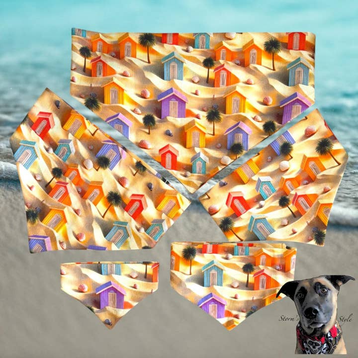 Storms Style - Wholesale Pet bandana – Dog - 3D Sandy Beach Huts Pet Bandanas - Dog Cat2