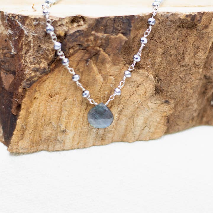 Blue Quartz Waterfall Silver Necklace for wholesale by Susan Roberts Jewelry