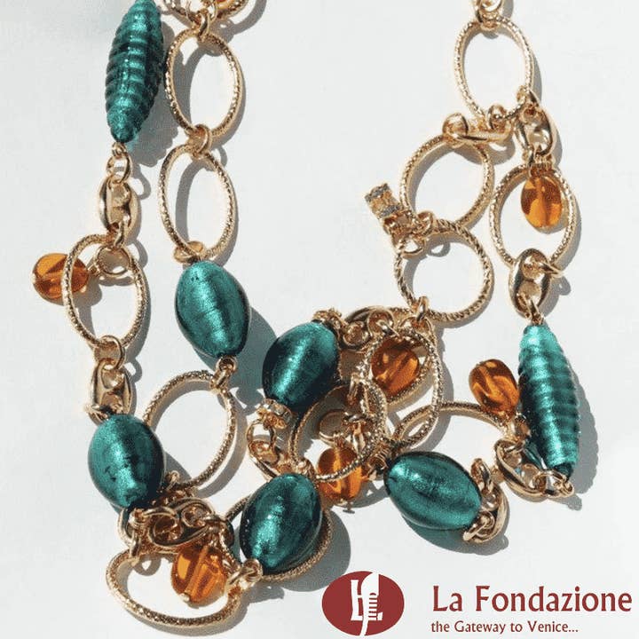 Collar cadena de cristal de Murano París para venta al por mayor de La Fondazione - Handmade Murano Glass