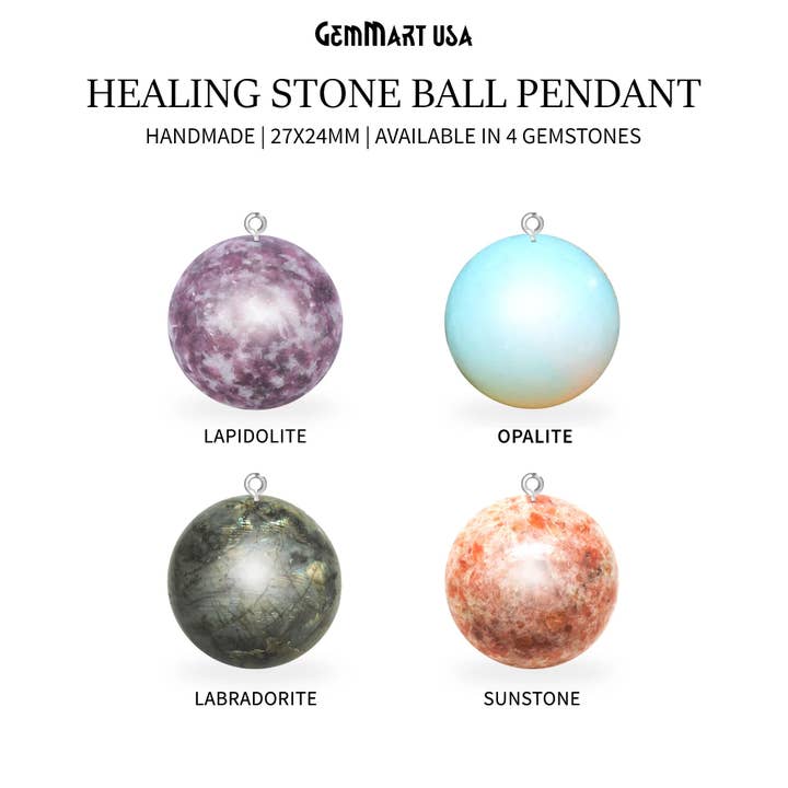 Healing Stone Ball, 27 x 24 mm, chapada en plata, con forma de bola única para venta al por mayor de GemMartUSA
