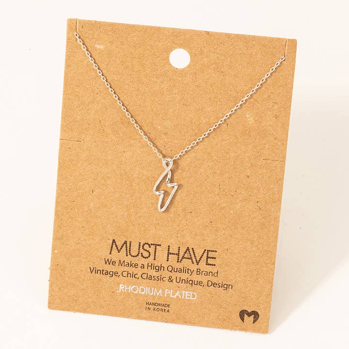 Fame Accessories - Wholesale Pendant/Charm Necklace - Gold Dipped Wire Lightning Bolt Pendant Necklace