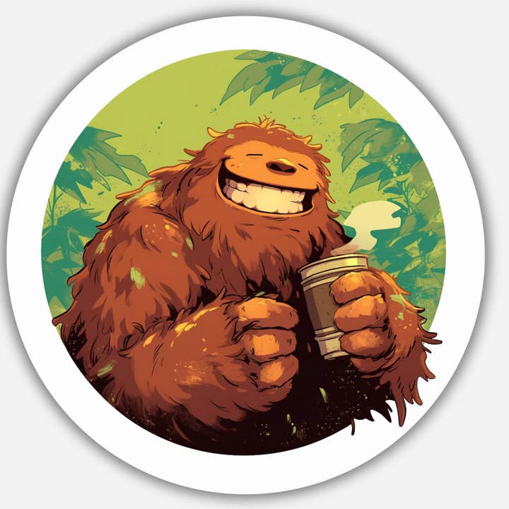 "Bigfoots Brew", Kaffemærkat, Sasquatch Vinylmærkat for engroshandel hos CMarie Northwest