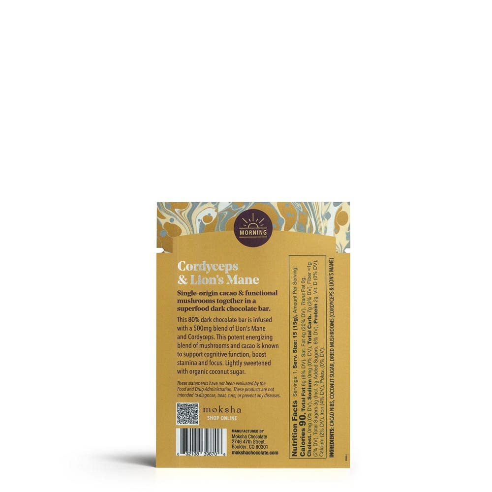 Moksha Chocolate - Wholesale Chocolate Bar - Morning Energy & Focus Mushroom Chocolates with Lion's Mane 5