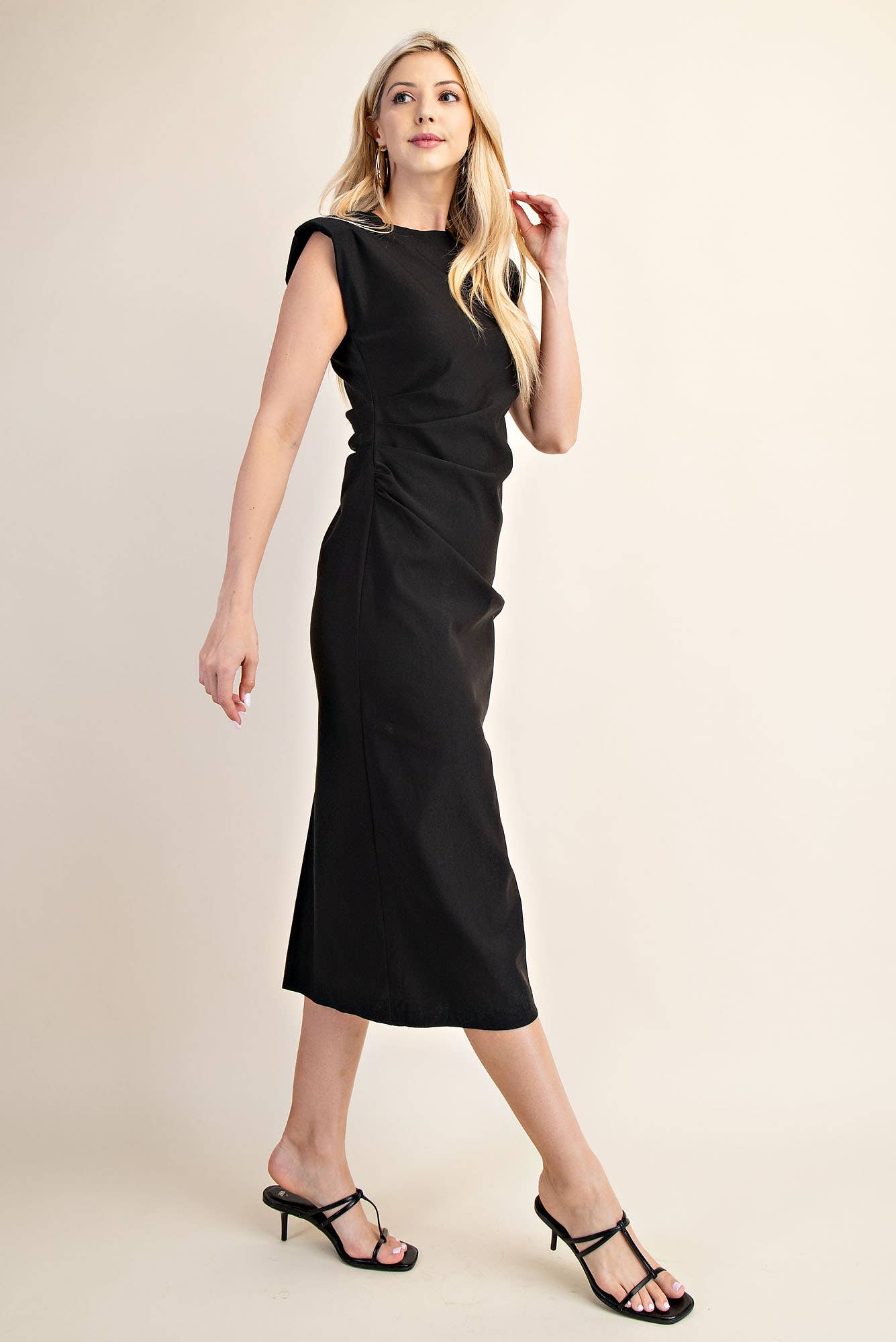 Glam - Wholesale Dress - Women's - Round Neck Sleeveless Midi Dress6