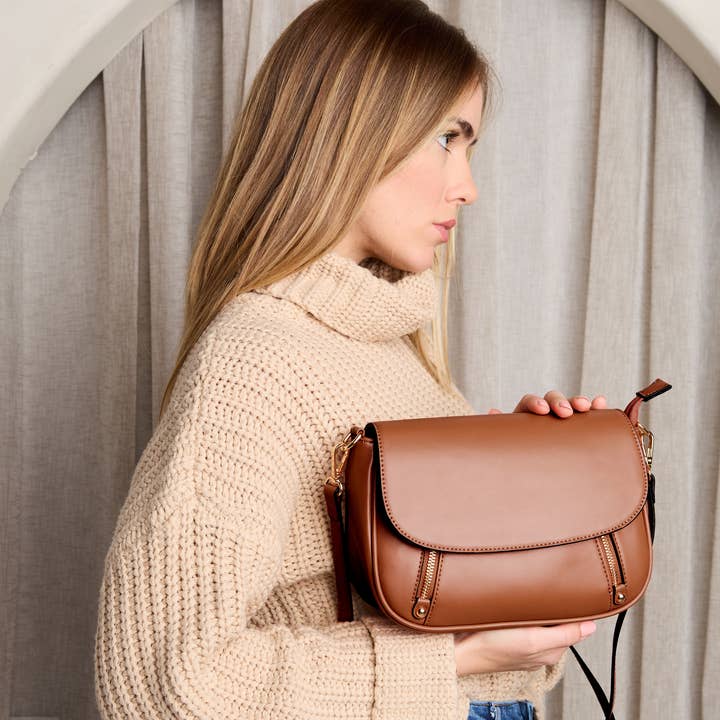Jen & Co. - Wholesale Satchel - Women's - M2628 Lindsay Dual Zip Flapover Crossbody