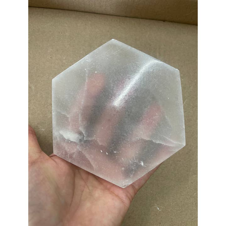 14cm Selenite Hexagon Charging Plate for wholesale by Casablanca Exports