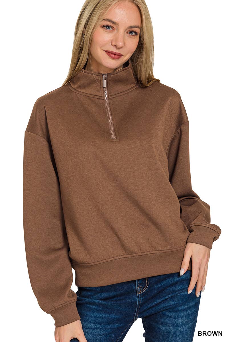 Vanilla Monkey - Wholesale Sweatshirt - Women's - Scuba Half Zip Pullover Sweatshirts1