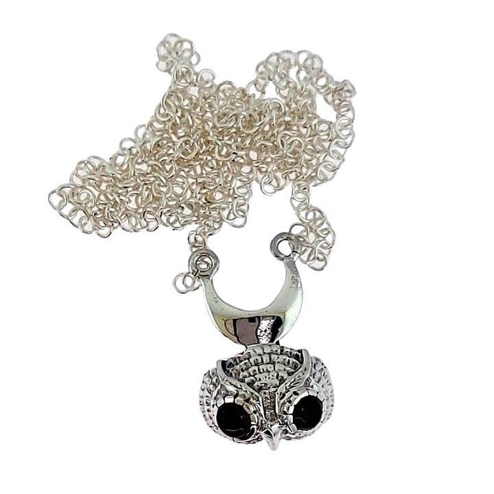 The Wise Owl Sterling Necklace - Energizing Garnets for wholesale by Crystal Earth Sterling
