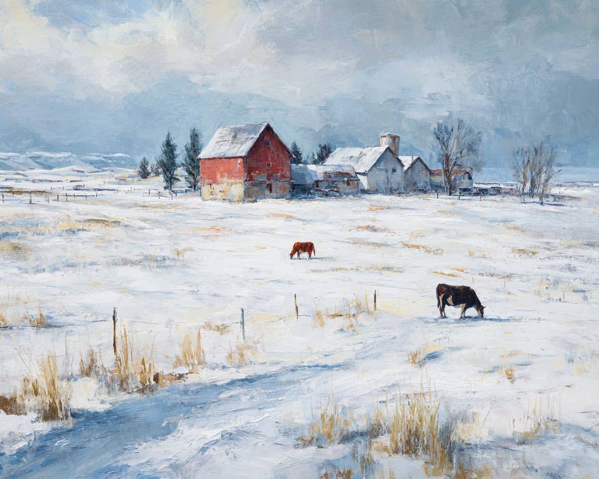 Mowbi - Wholesale Art Print - Farmland Winterscape - Winter Landscape Art Print - 8"x10" Artwork for 11"x14" Frame0