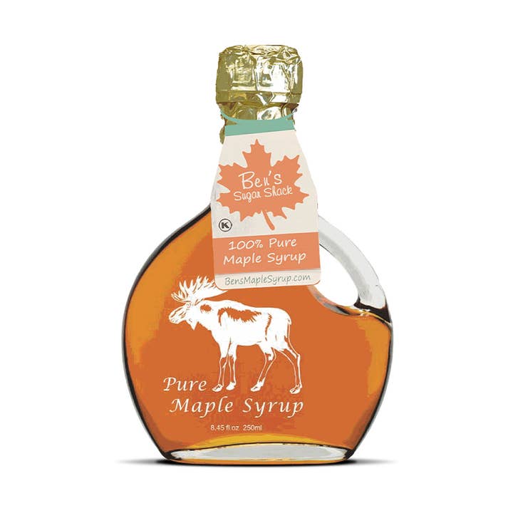 Maple Syrup in Moose Basque Glass 8.45 Oz for wholesale by Ben's Sugar Shack