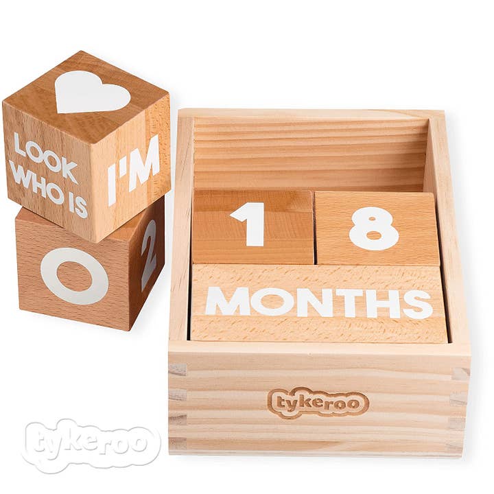 Tykeroo - Venta al por mayor Recordatorios de desarrollo/artísticos - Niños y bebés - Bloques Baby Milestone, madera natural, calidad de reliquia4