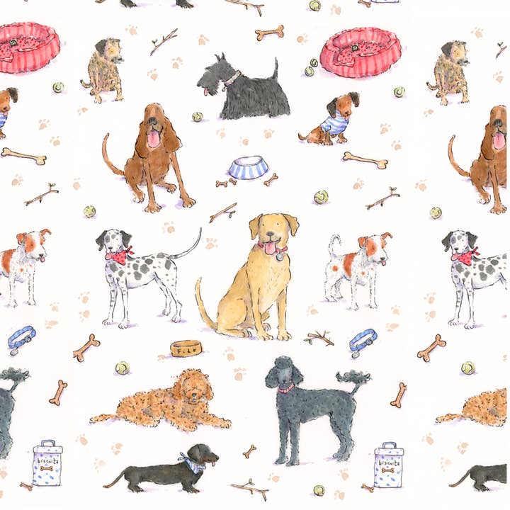 All the Dogs Wrapping paper for wholesale by Helen Wiseman Illustration