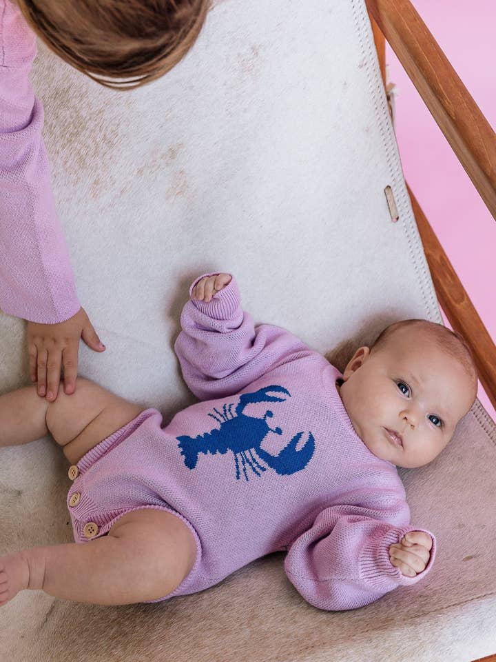 Angus The Label - Wholesale Jumpsuit – Baby - Knit Lobster Romper- Purple1