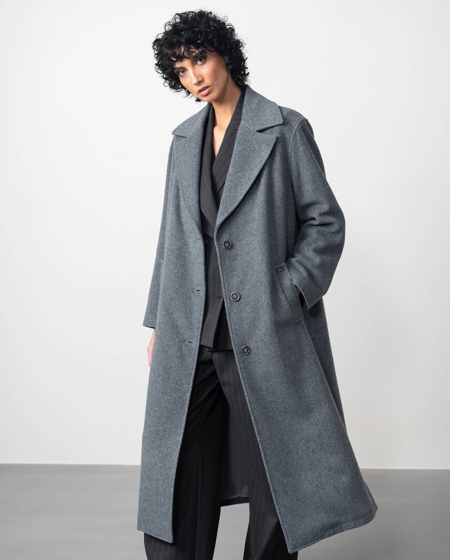 medium grey Long Mouflon Coat for wholesale on Faire2