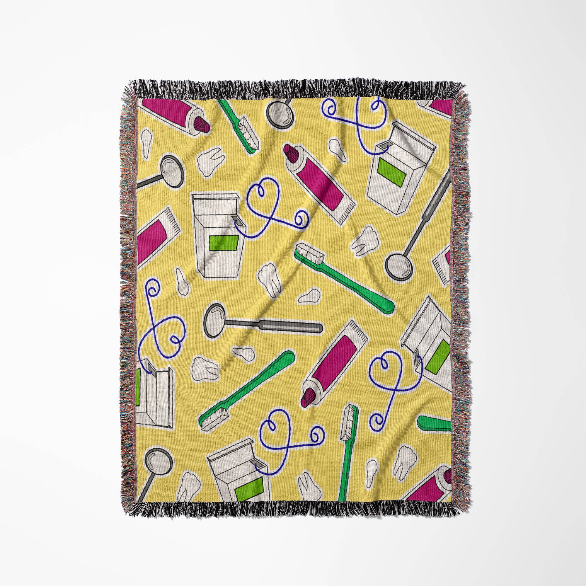 3dRose - Wholesale Throw Blanket - 3dRose, Cute Dentist Dental Hygienist Print Yellow, Blanket0