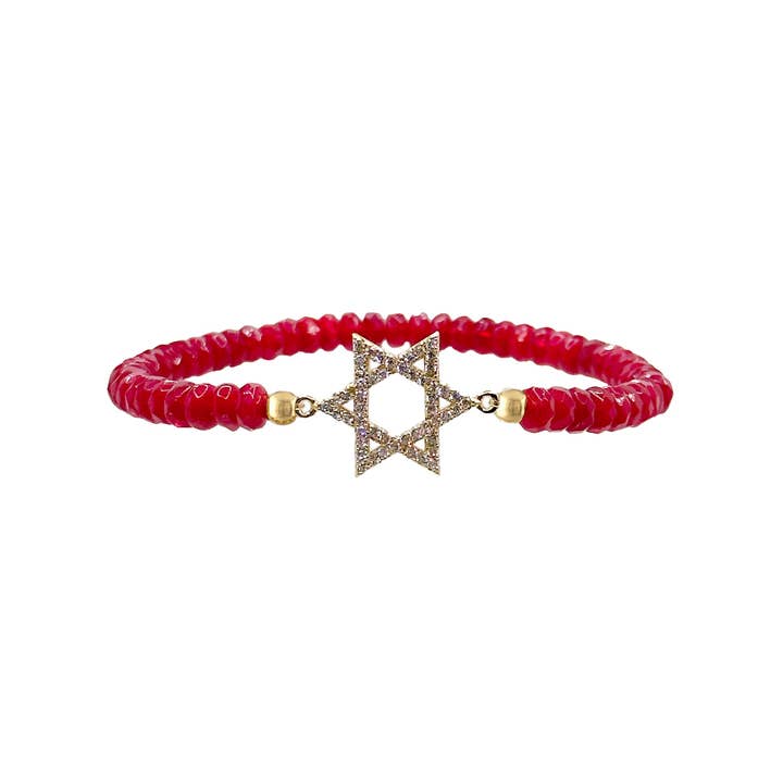 Love, Lisa - Wholesale Charm/Dangle Bracelet - Harper Crystal CZ Star of David Stretch Bracelet Colorful