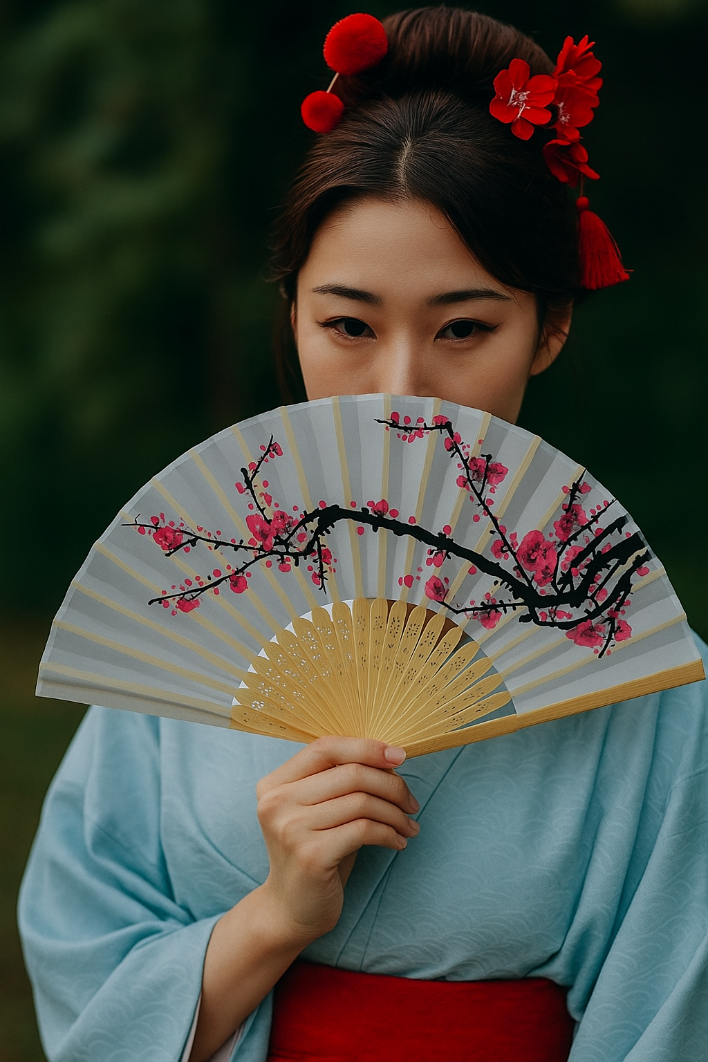 Original Source - Wholesale Handheld Folding Fan - Sandal Wood Fans - Cherry Blossom1