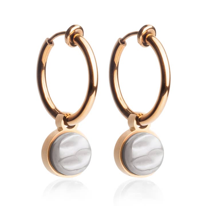 Mix & Match earclips with pendant• rosé/graphite grey •18mm for wholesale by ALEXASCHA