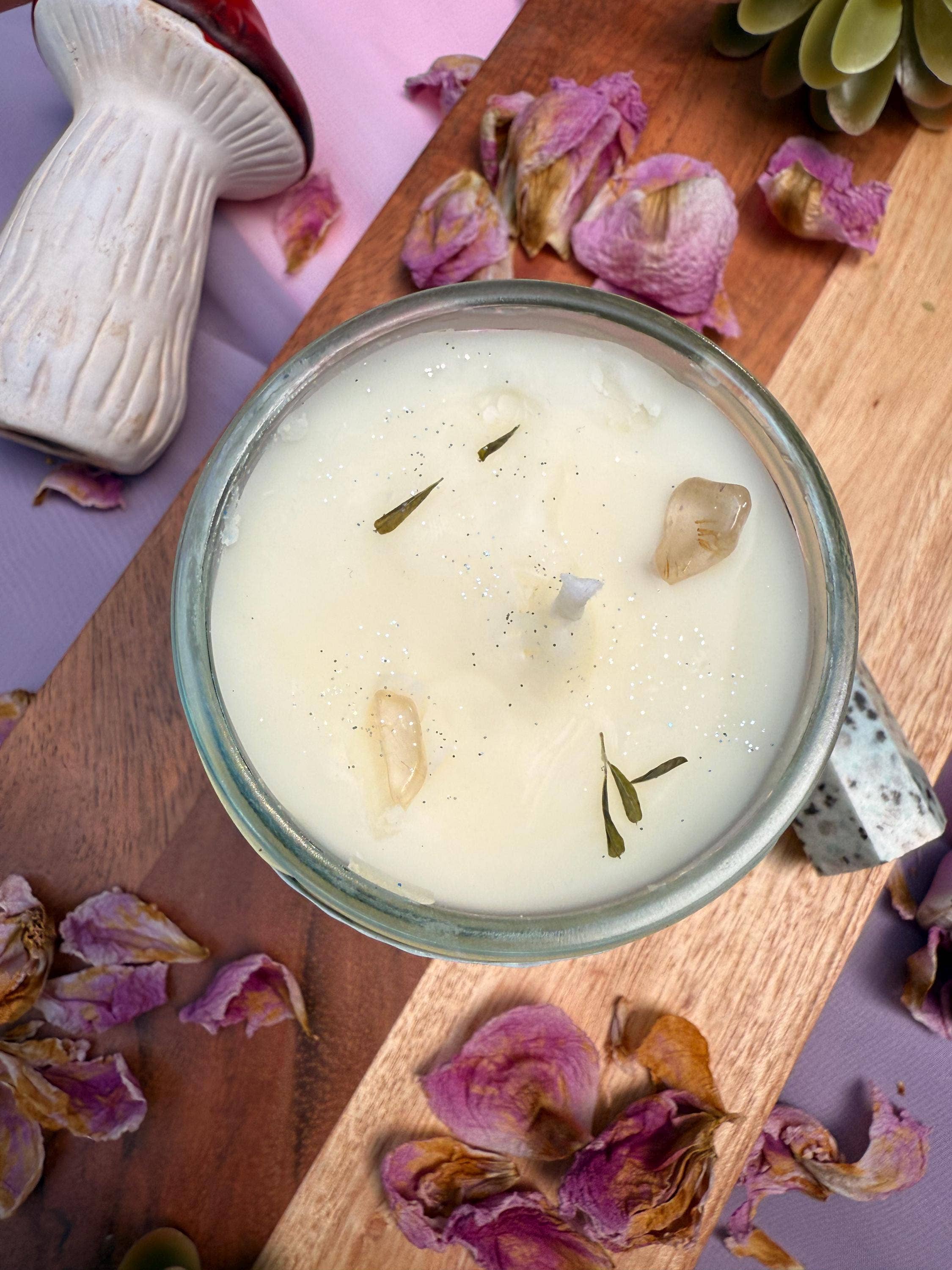 Yev's Wicks - Wholesale Jar/Filled Candle - Spiced Oat Milk Coconut Soy Wax Candle with Crystals2