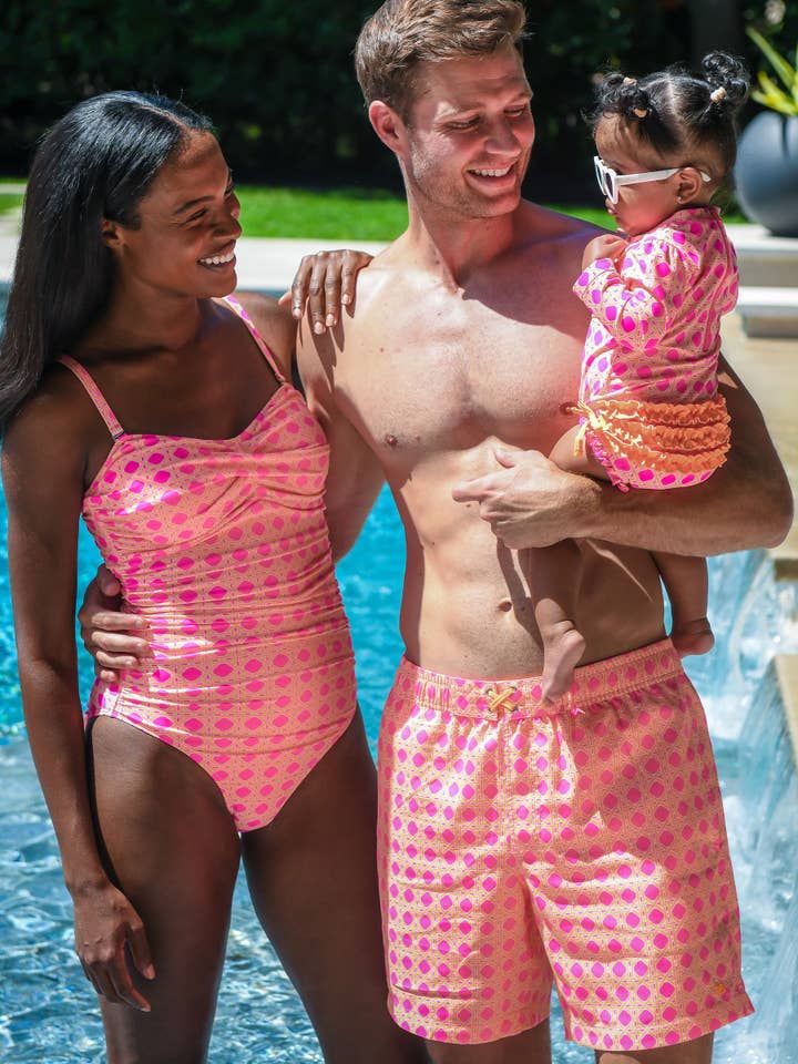 Orange Men's Neon Sherbet Cane Swim Trunks
for wholesale on Faire2