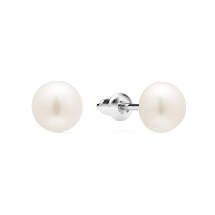 My Jewellery Story - Wholesale Stud/post earrings - Freshwater 8mm Pearl Stud Earrings Freshwater Pearl Rhodium