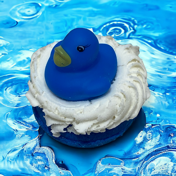 Calla Lily Cosmetics – Bomba de banho/efervescente por atacado – Bomba de Banho Donut Borbulhante Duckie - Azul2